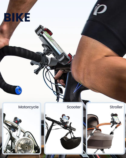 🚴‍♂️ Shockproof Secure Motorcycle Bike Phone Holder 360° View, Fits 4.7-7 inch Phones 📱 Bracket Clip